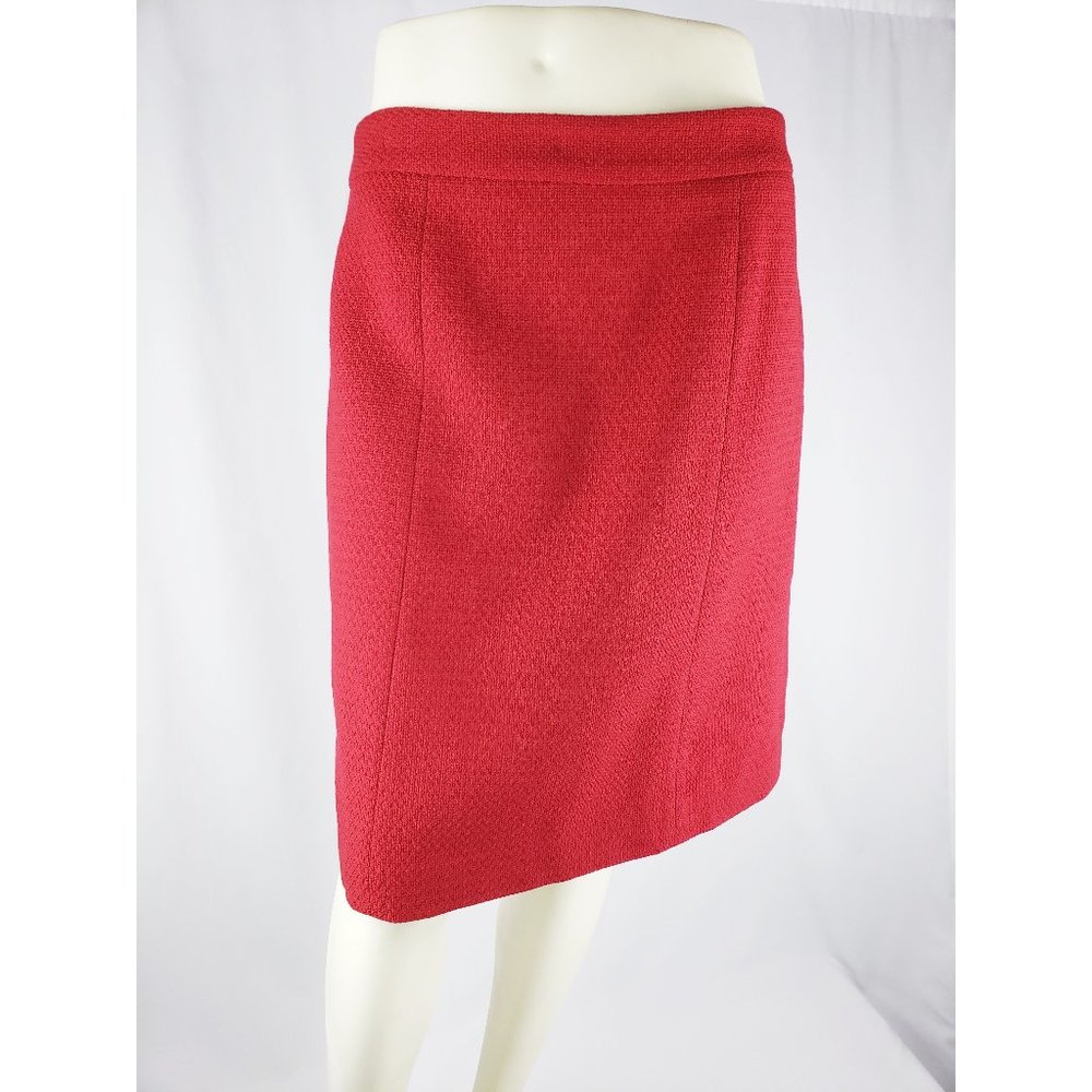 Womens Pencil Skirt Red Textured Back Zip Lined 4